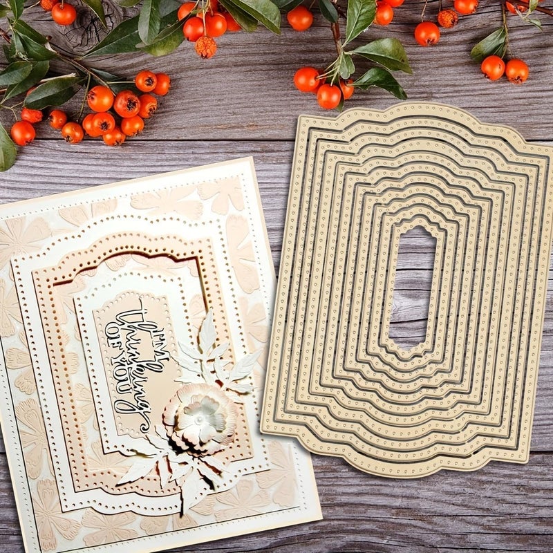 Lapoo Cutting Die for Scrapbooking, 3D Backgrounds Frame New Cutting Dies DIY Album Card Making Decor Paper Craft Metal Die Cuts Party Decorations (Multiple Symmetric Label Boxes 6.7 x 4.8 in) - Image 1